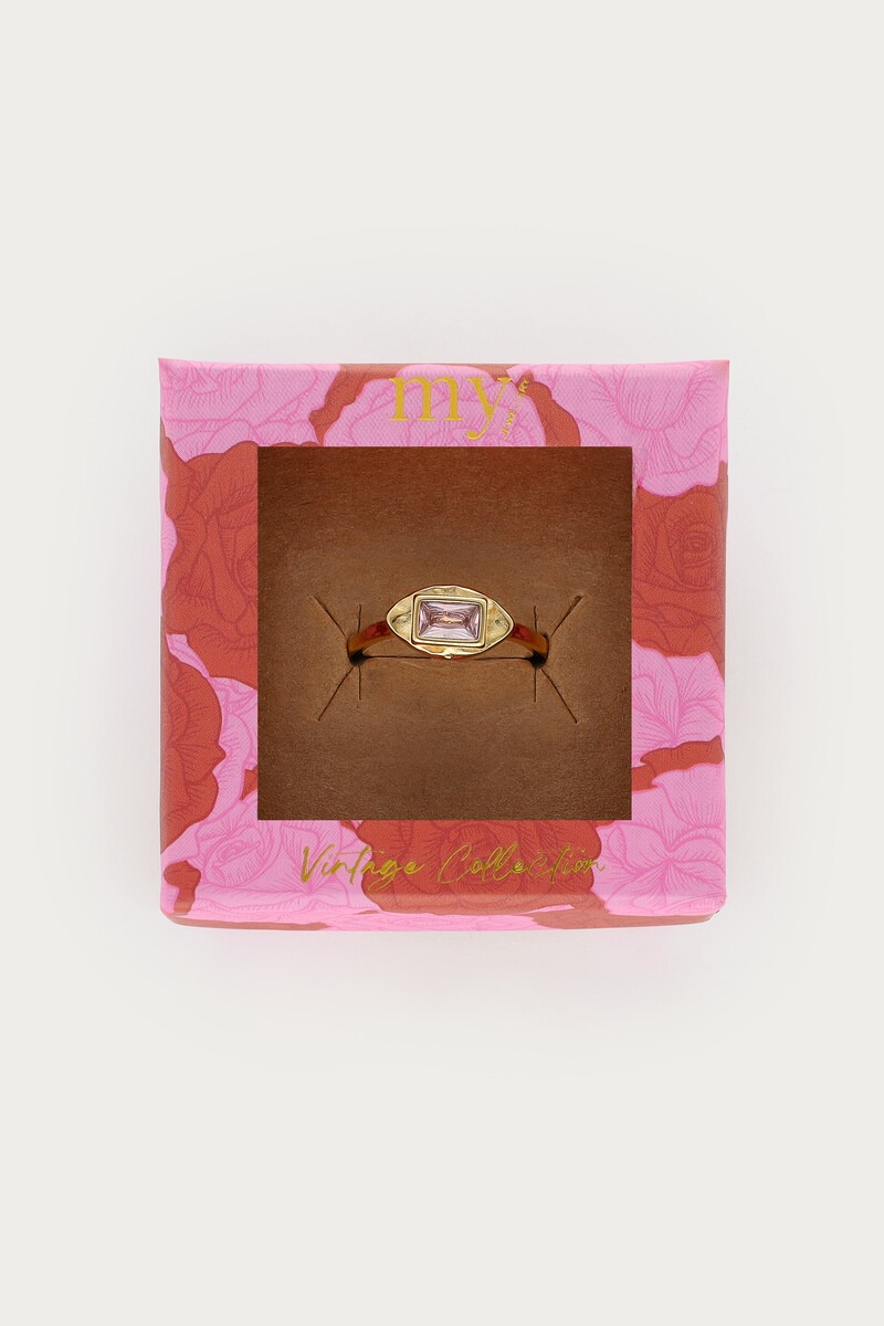Vintage ring with light pink rhinestone | My Jewellery