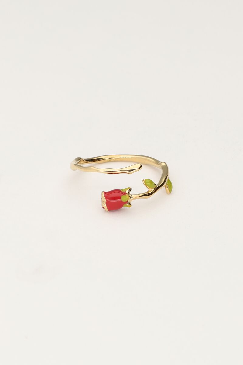 My jewellery Vintage ring met gekleurde roos
