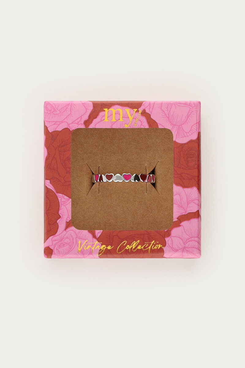 Vintage ring with pink & red hearts | My Jewellery