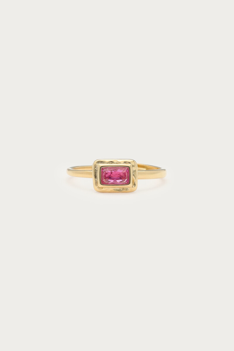 Vintage ring with pink square rhinestone | My Jewellery