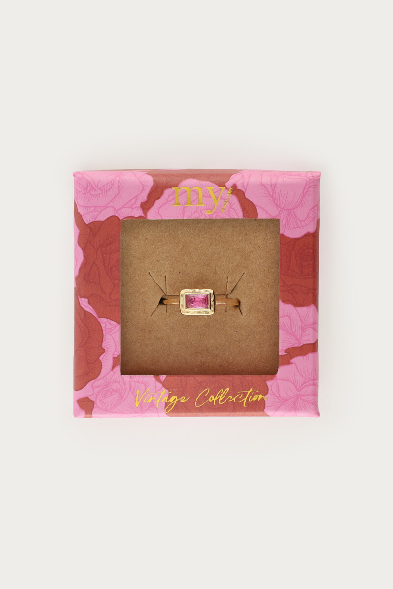 Vintage ring with pink square rhinestone | My Jewellery