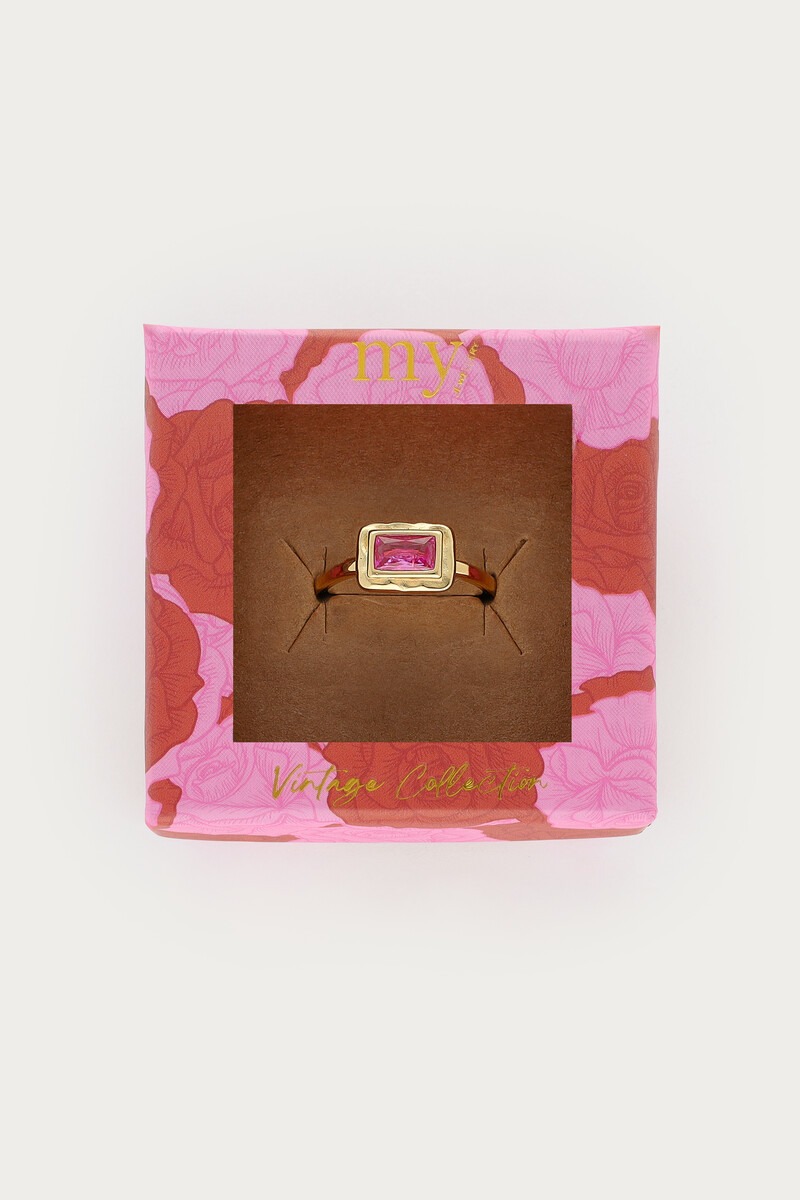 Vintage ring with pink square rhinestone | My Jewellery