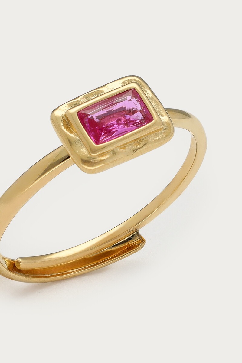 Vintage ring with pink square rhinestone | My Jewellery