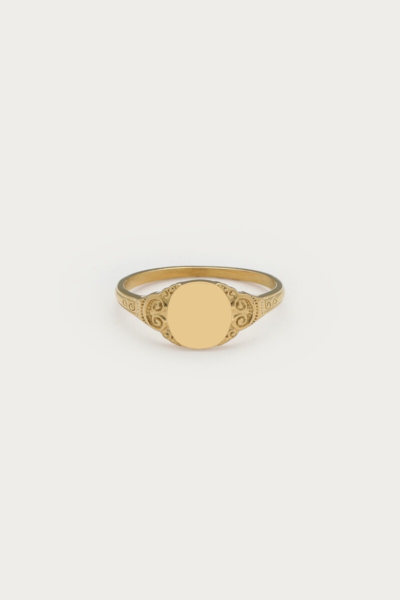 Vintage zegelring met krul motief