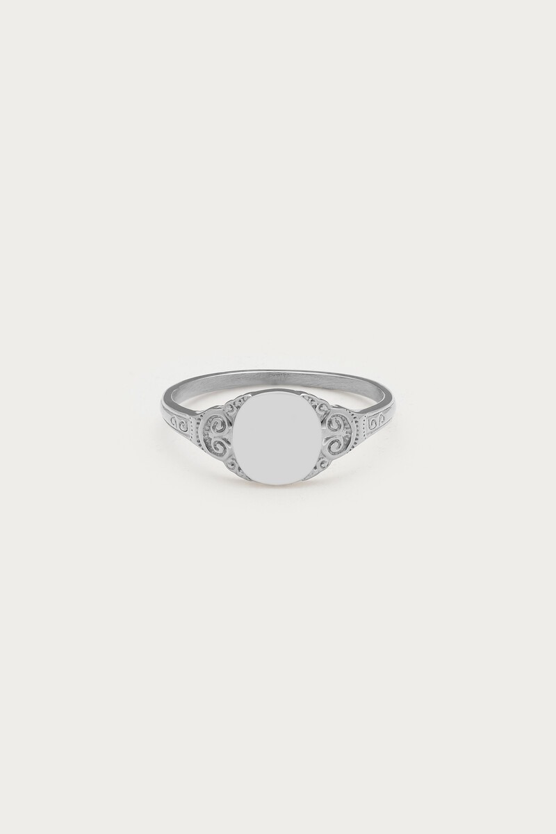 Vintage zegelring met krul motief