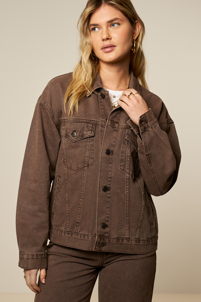Brown washed denim jacket | My Jewellery