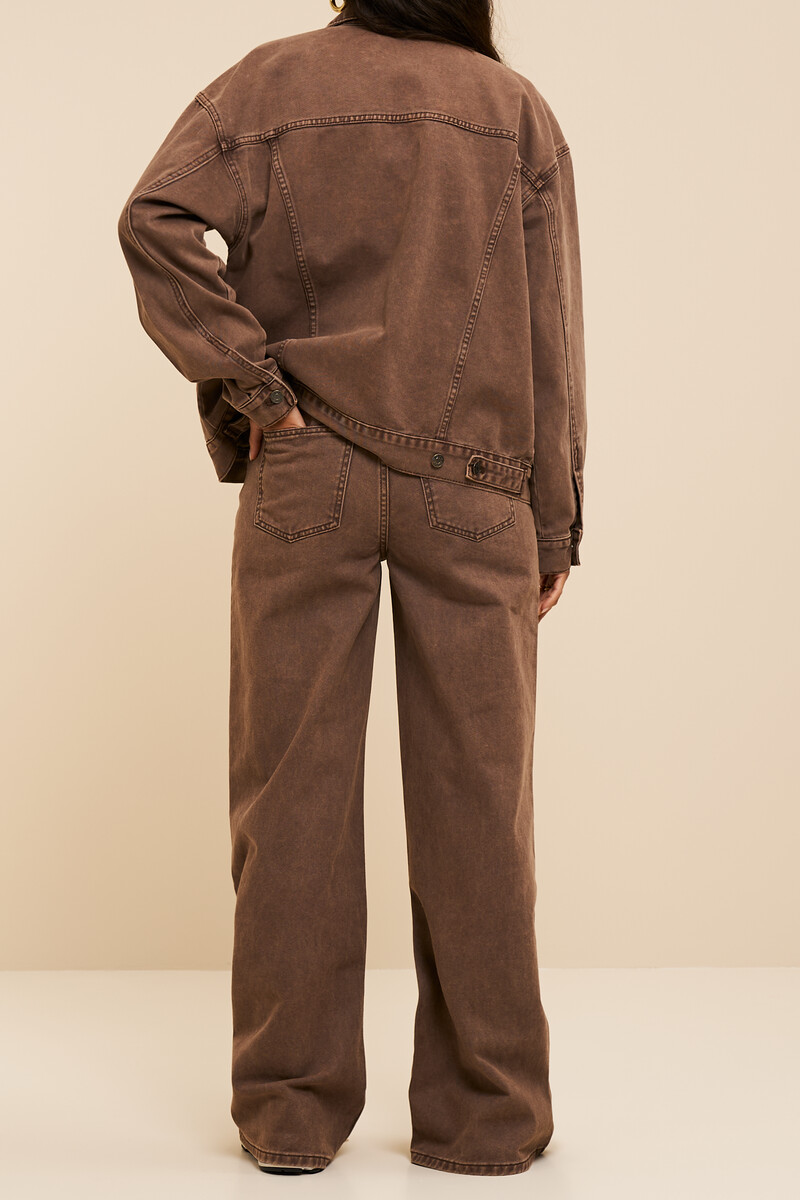 Brown washed wide leg jeans | My Jewellery