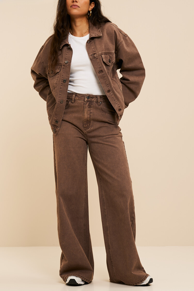 Brown washed wide leg jeans | My Jewellery
