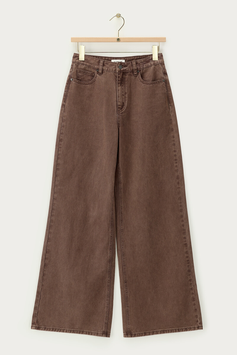 Brown washed wide leg jeans | My Jewellery