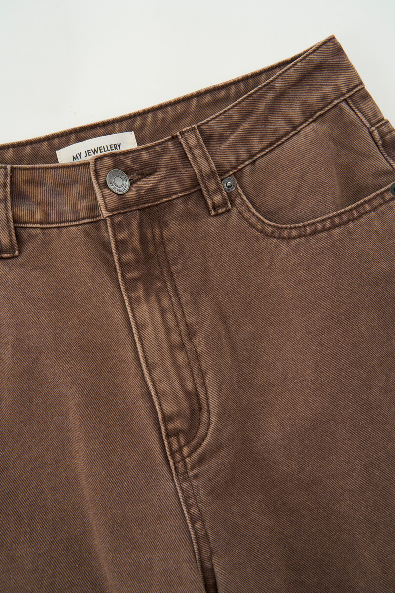 Brown washed wide leg jeans | My Jewellery