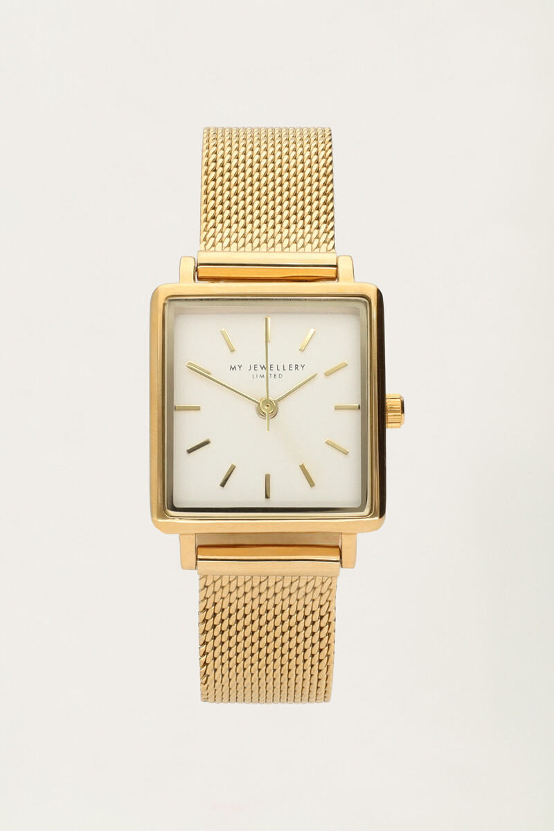 Watch white square dial