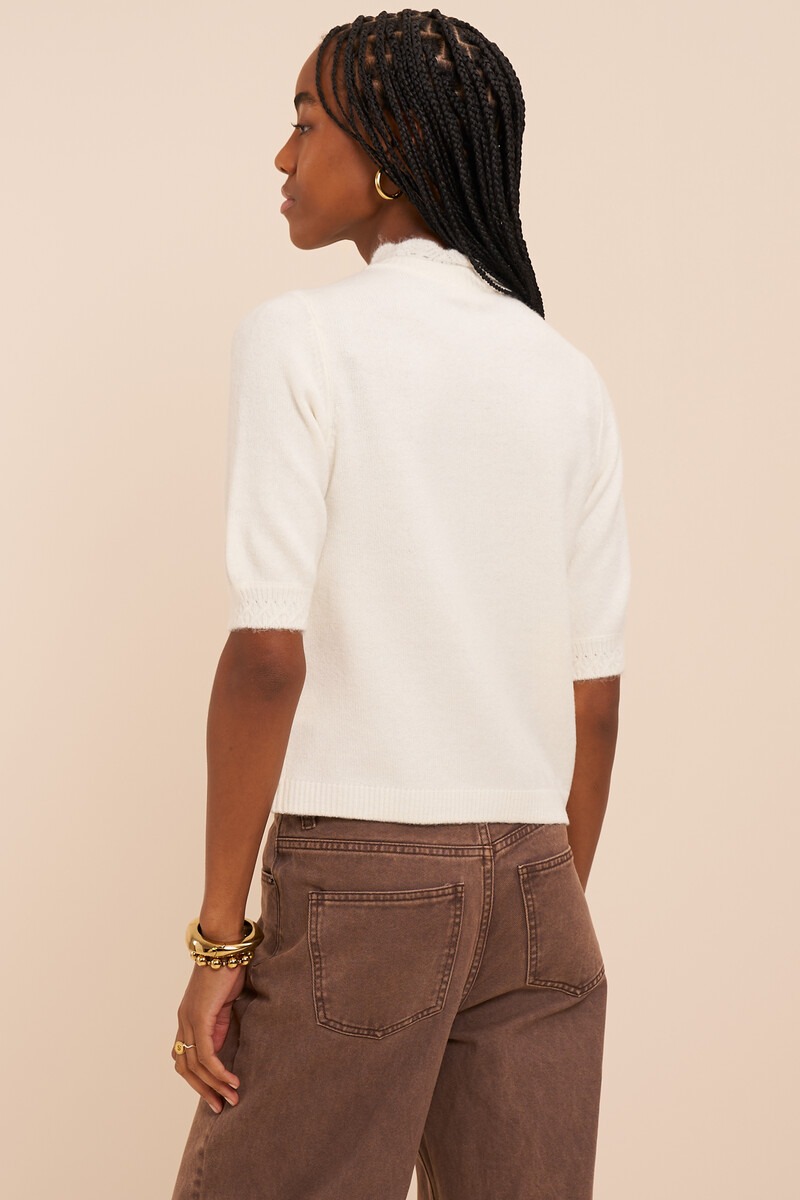 White ajour cardigan with short sleeves | My Jewellery