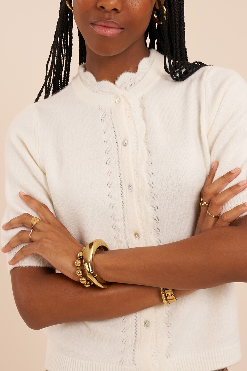 White ajour cardigan with short sleeves | My Jewellery