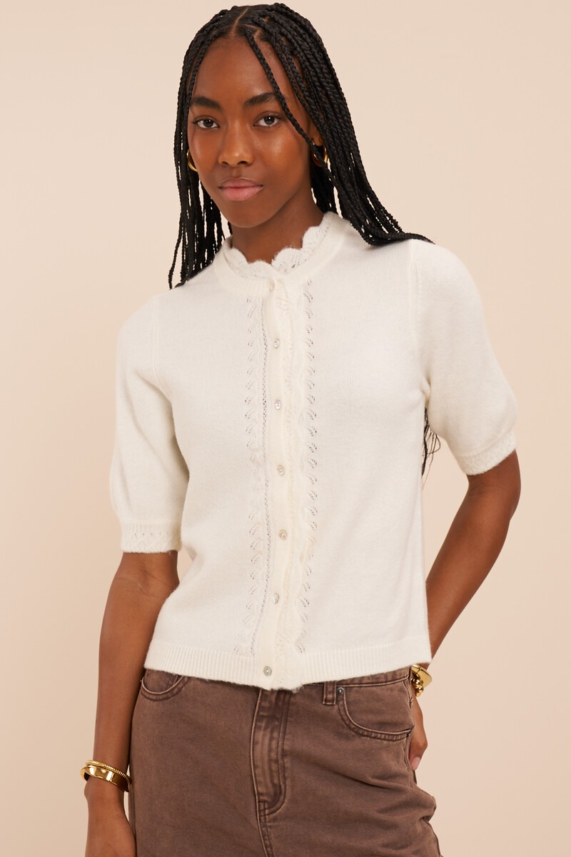 White ajour cardigan with short sleeves | My Jewellery