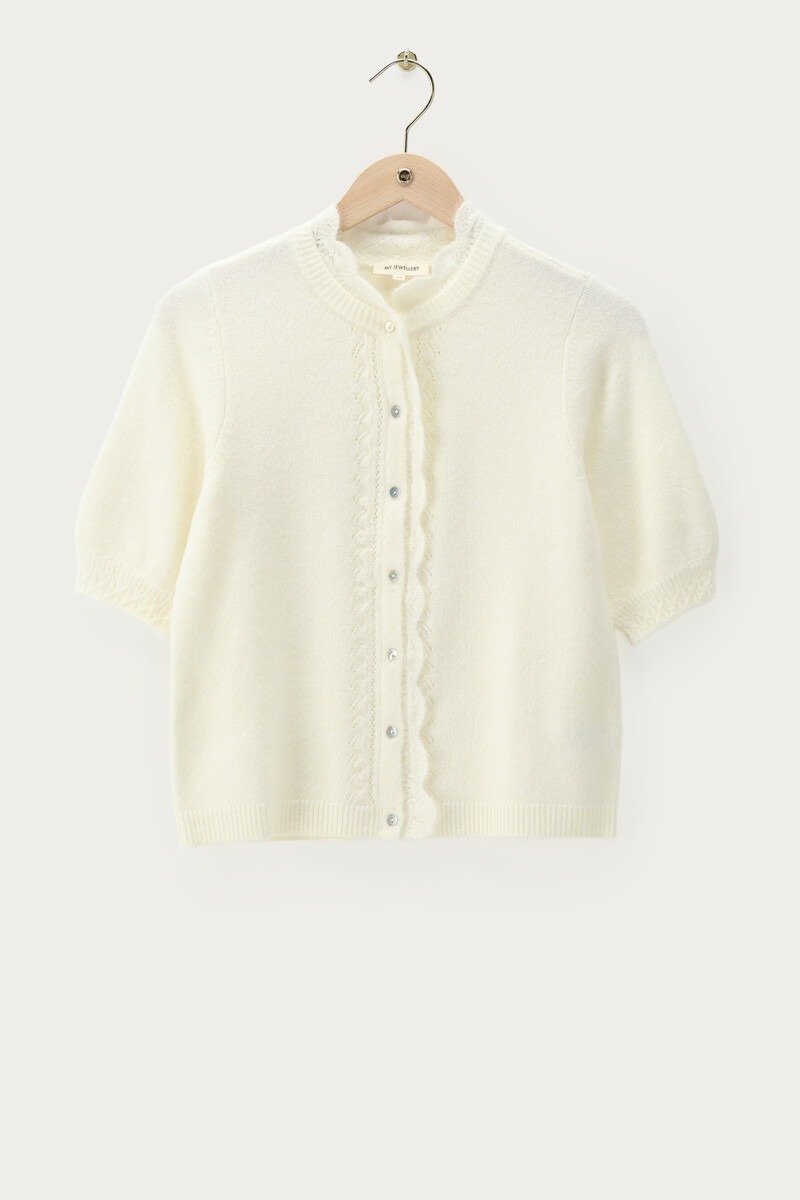 White ajour cardigan with short sleeves | My Jewellery