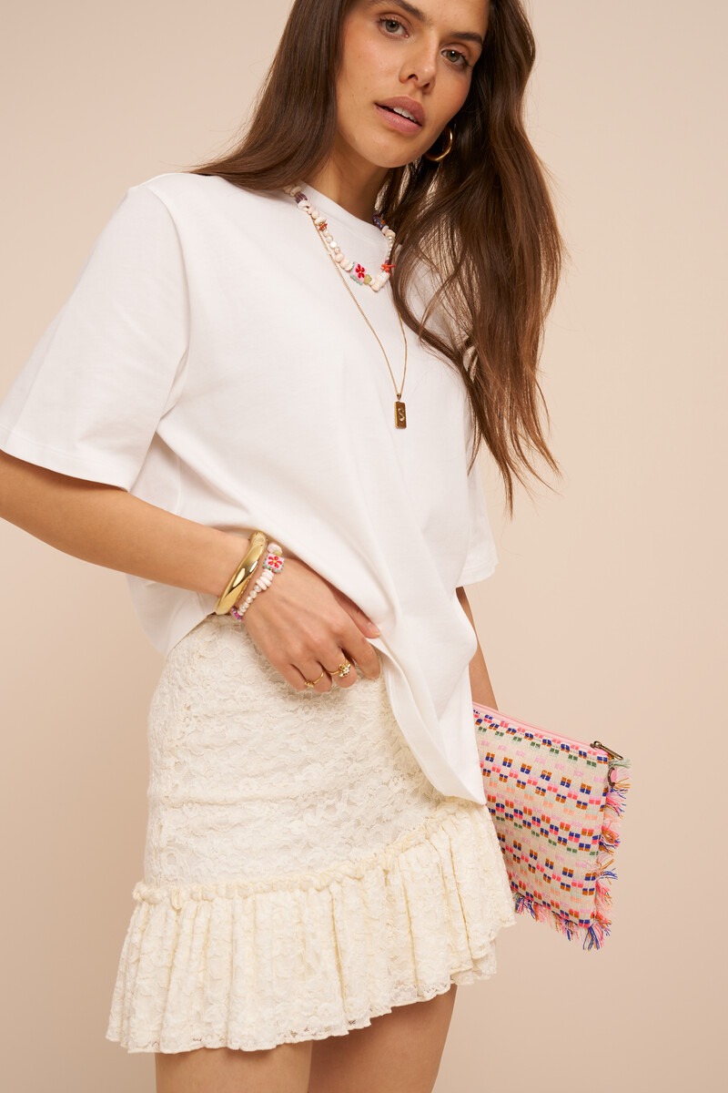 White asymmetric skirt with lace | My Jewellery