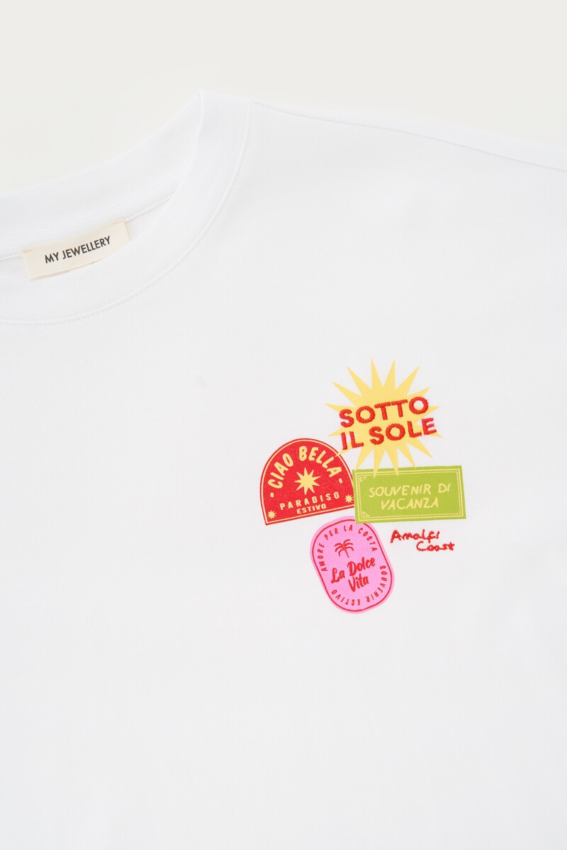 White boxy T-shirt 'Sotto il soleil' | My Jewellery