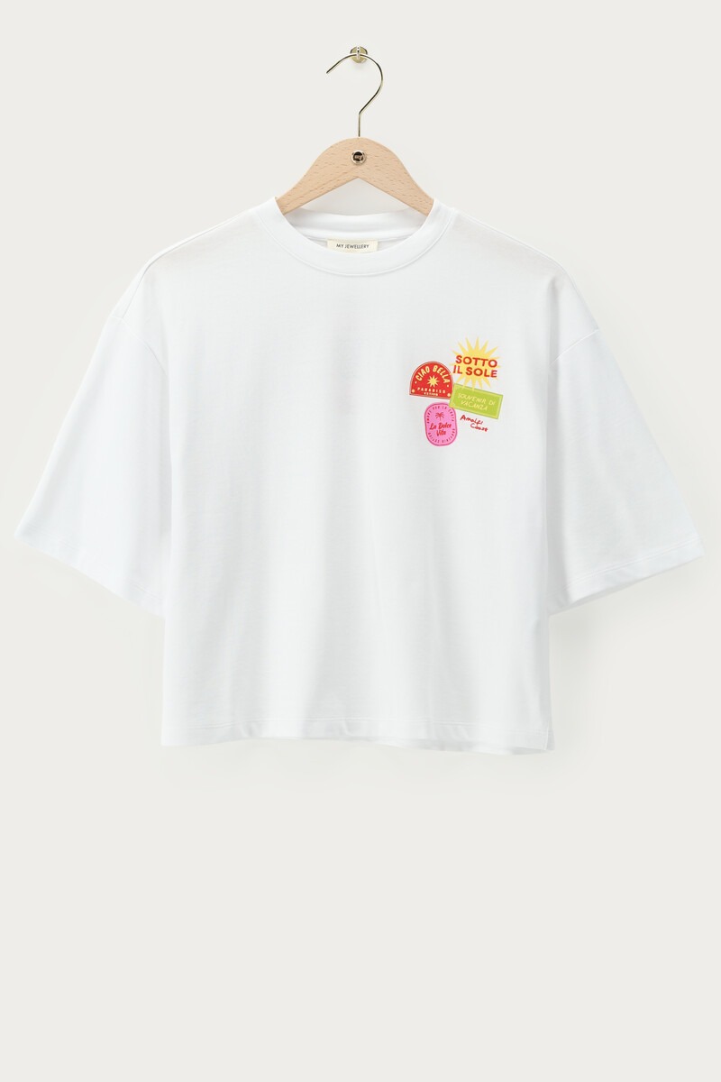 White boxy T-shirt 'Sotto il soleil' | My Jewellery