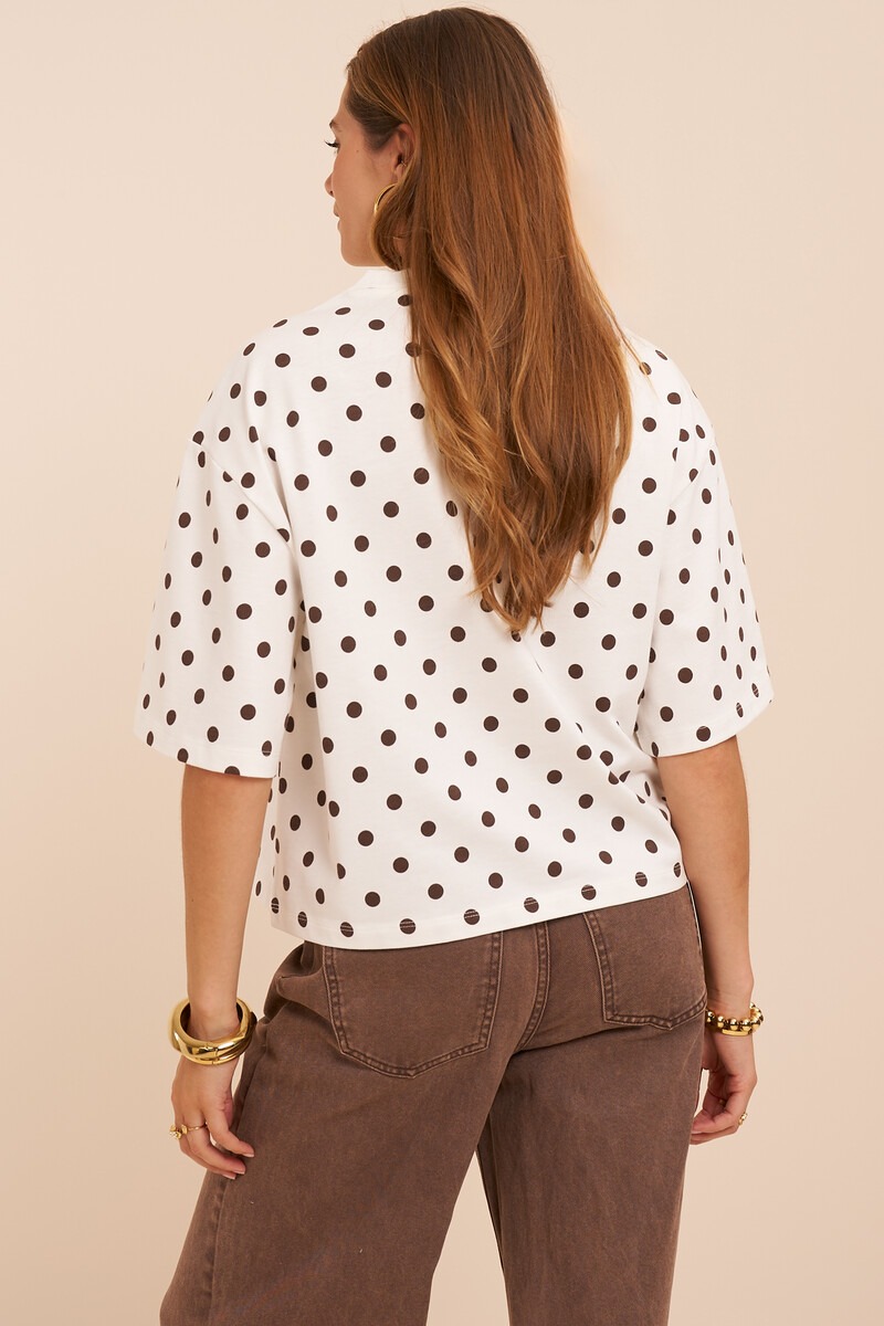 White boxy T-shirt with polka dot | My Jewellery