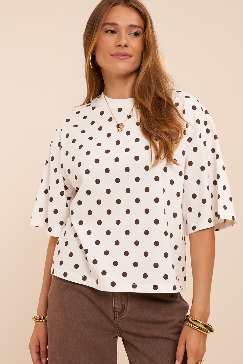 White boxy T-shirt with polka dot | My Jewellery