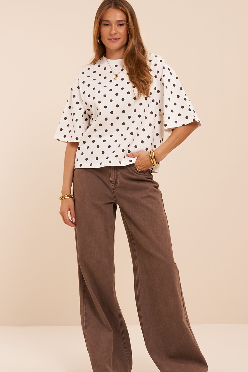 White boxy T-shirt with polka dot | My Jewellery