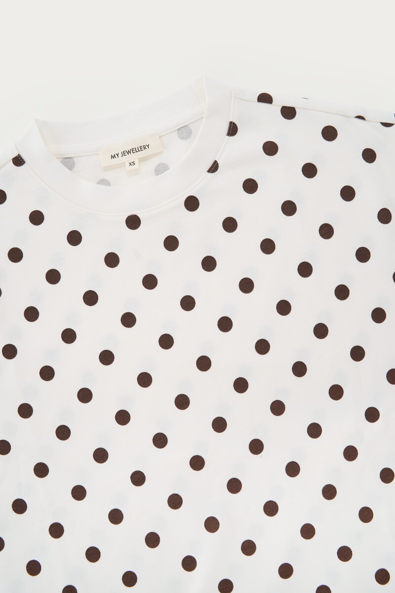 White boxy T-shirt with polka dot | My Jewellery