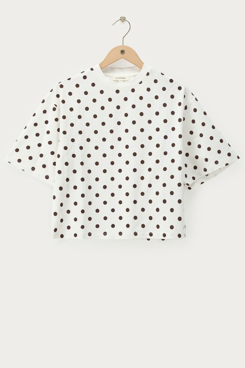 White boxy T-shirt with polka dot | My Jewellery