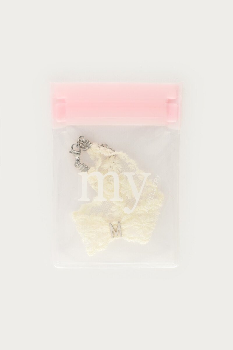 White bracelet with lace and initial | My Jewellery