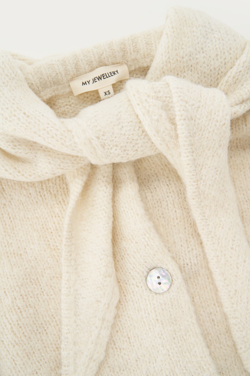 White Cardigan with Scarf | My Jewellery