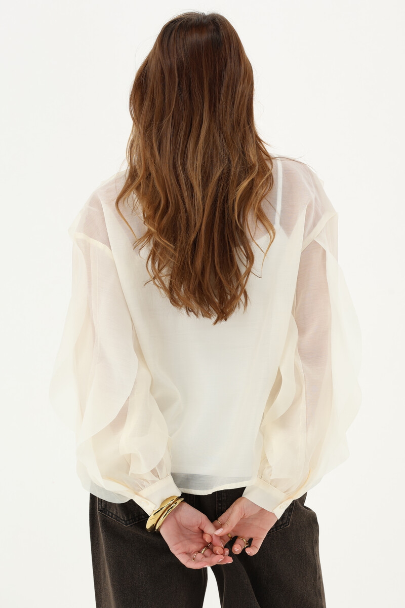 White chiffon blouse with ruffles | My Jewellery