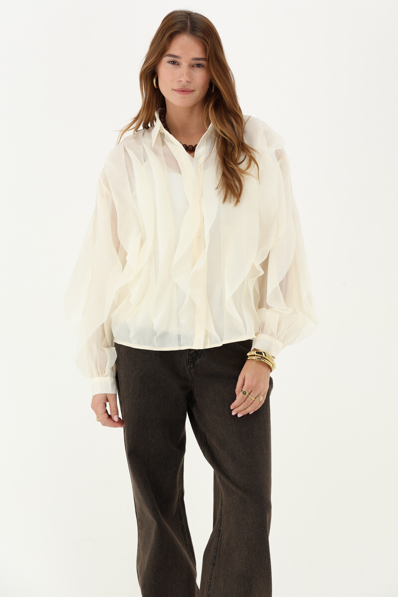 White chiffon blouse with ruffles | My Jewellery
