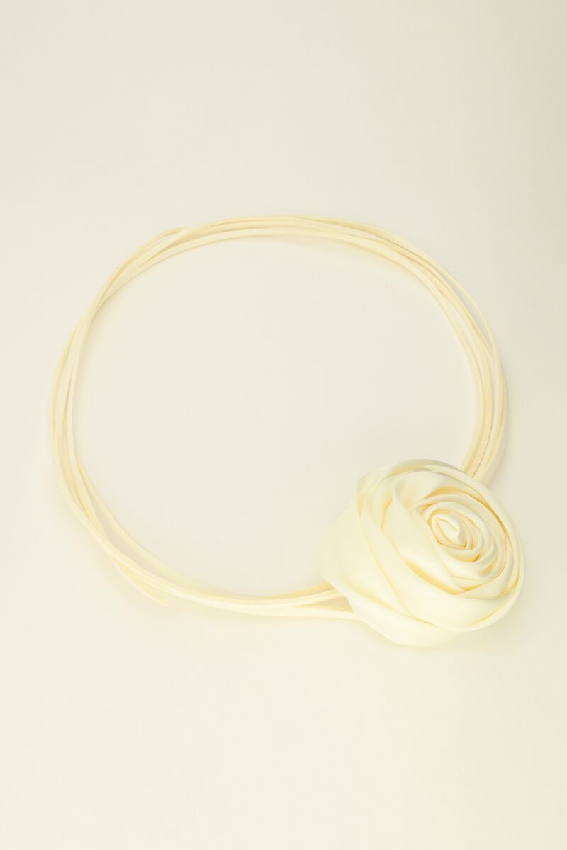 White cord choker with satin flower | My Jewellery