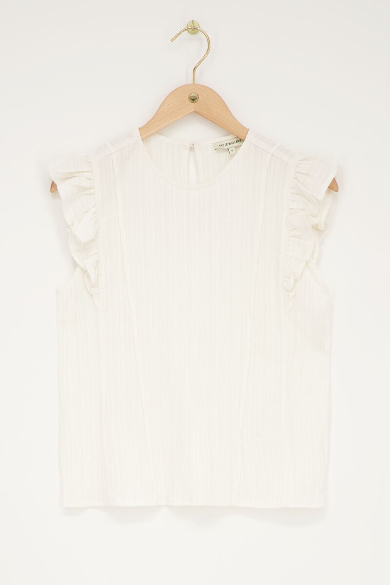 My jewellery Witte crinkle top met ruffle