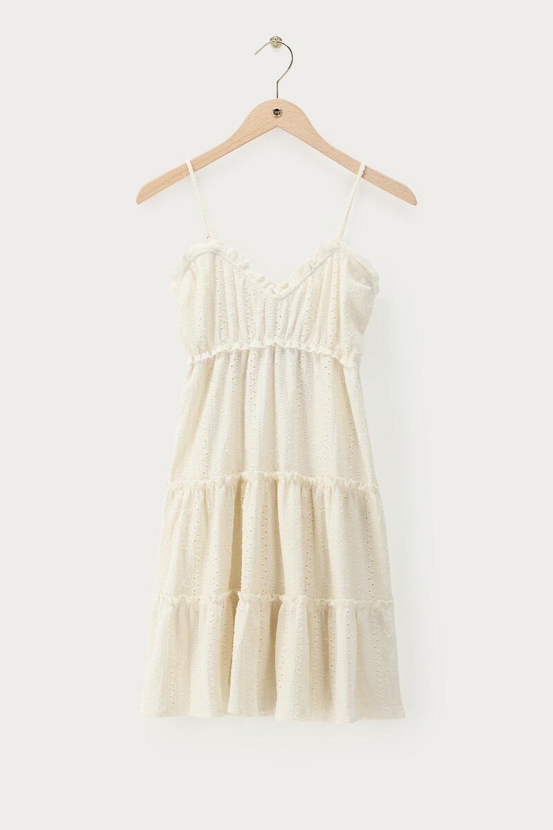 White dress wirh layers and embroidery | My Jewellery