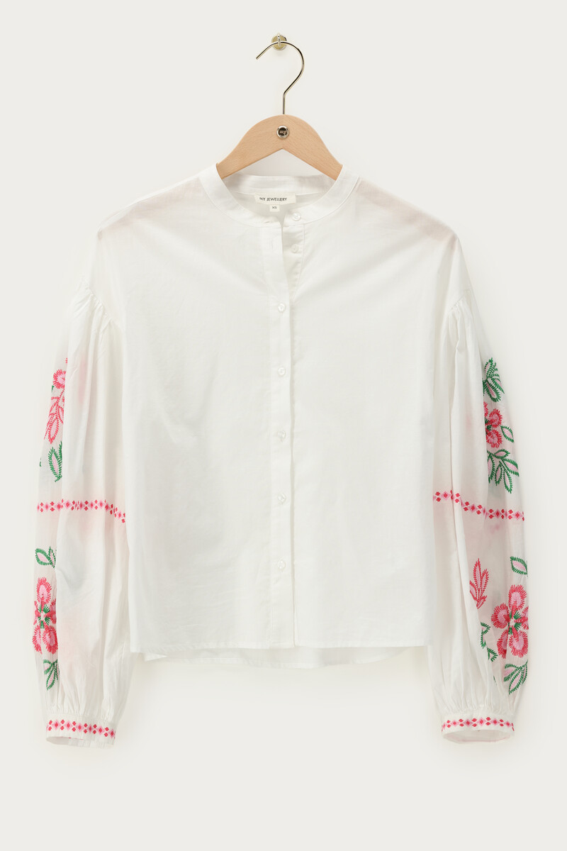 White embroidery blouse with flowers | My Jewellery