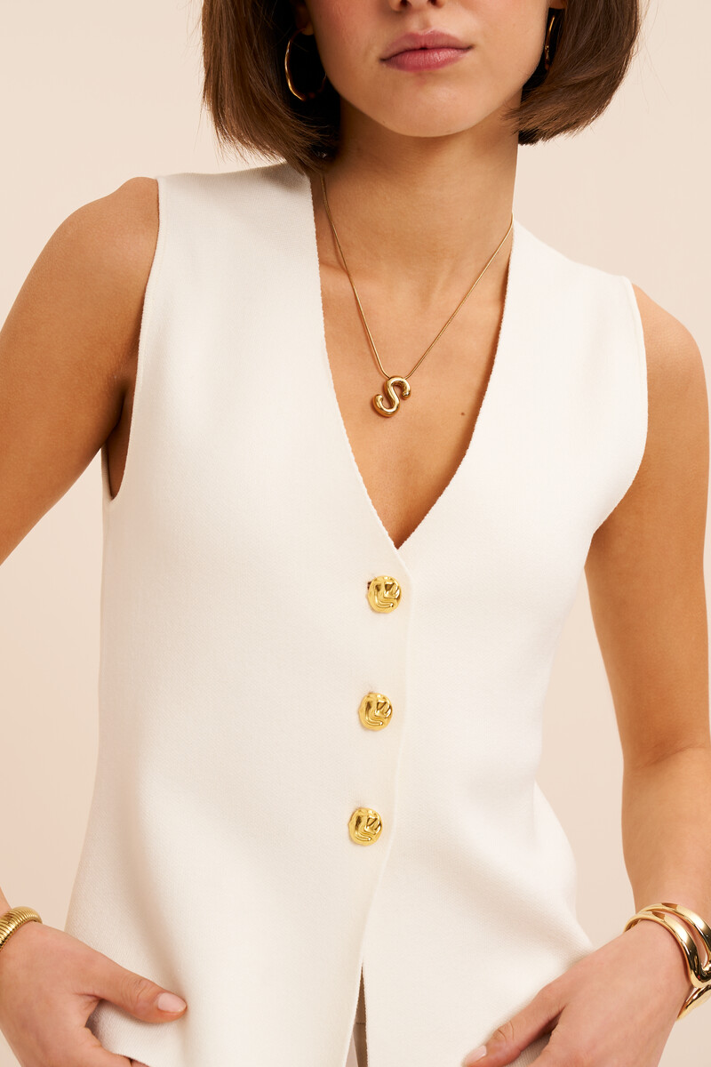 White gilet with button details | My Jewellery