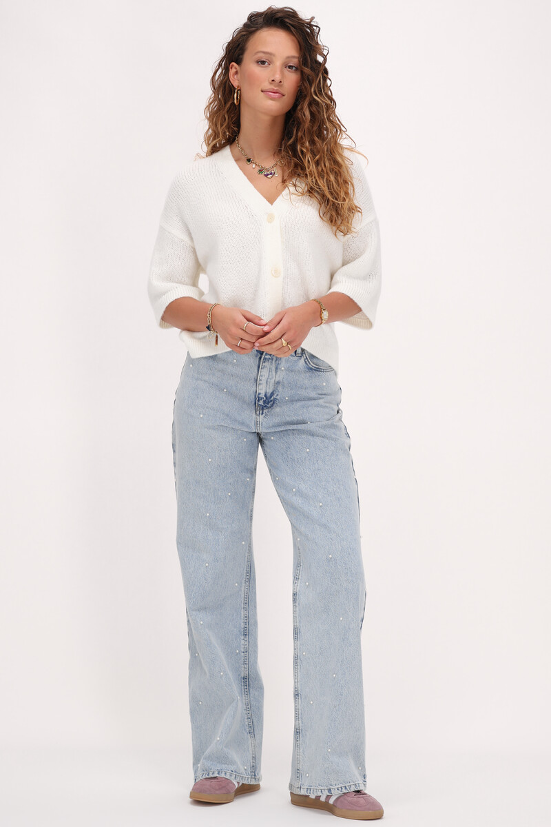 White knit cardigan with short sleeves | My Jewellery