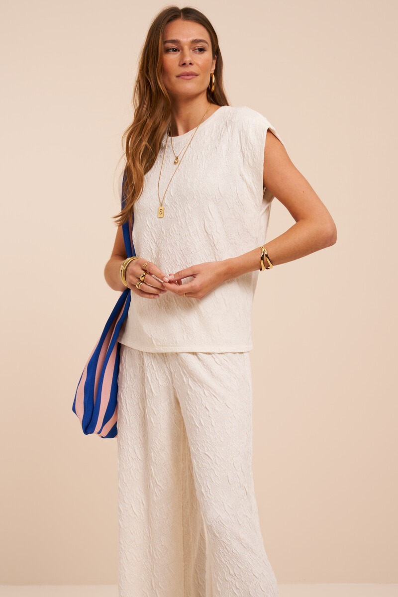 White knitted jacquard top | My Jewellery