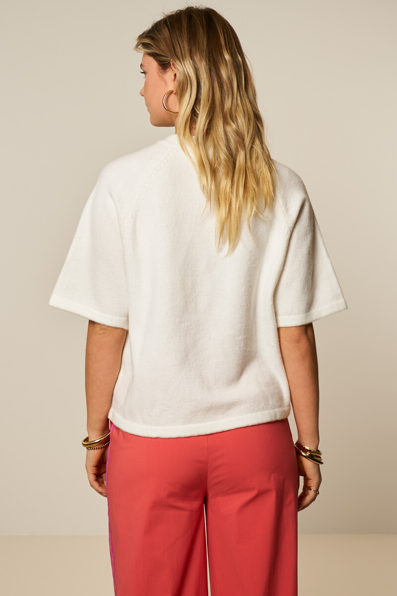 White knit raglan sweater with short sleeves | My Jewellery