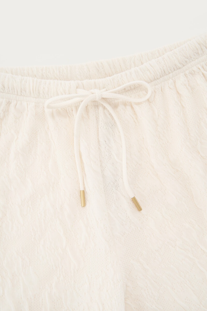 White knitted wide jacquard trousers | My Jewellery