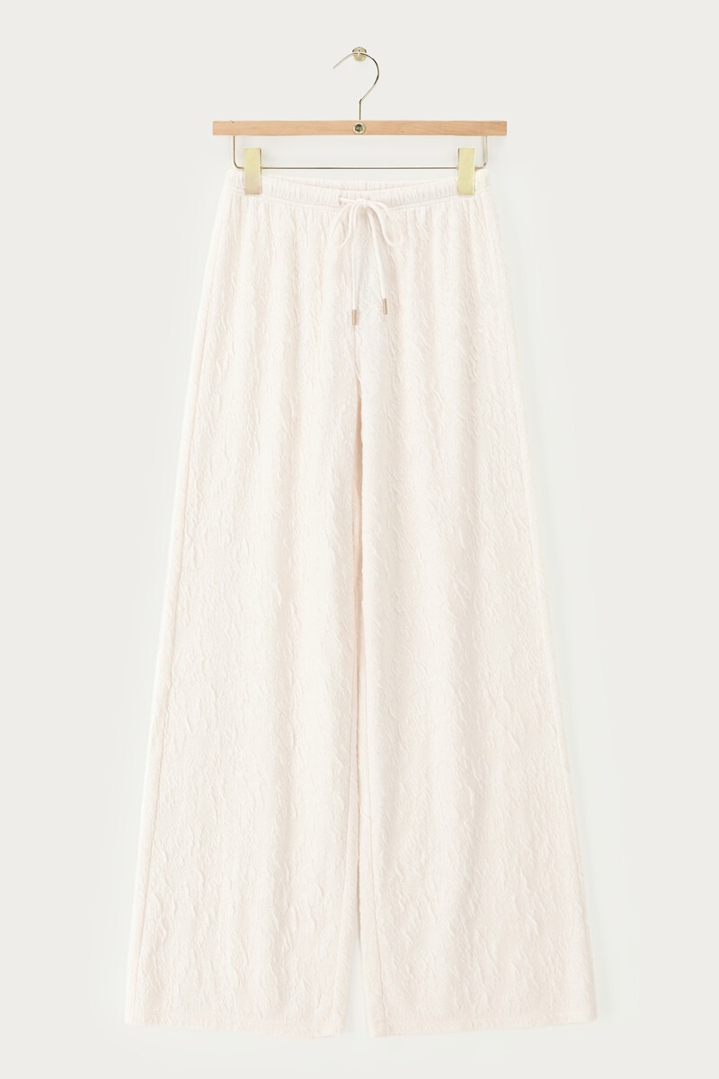 White knitted wide jacquard trousers | My Jewellery