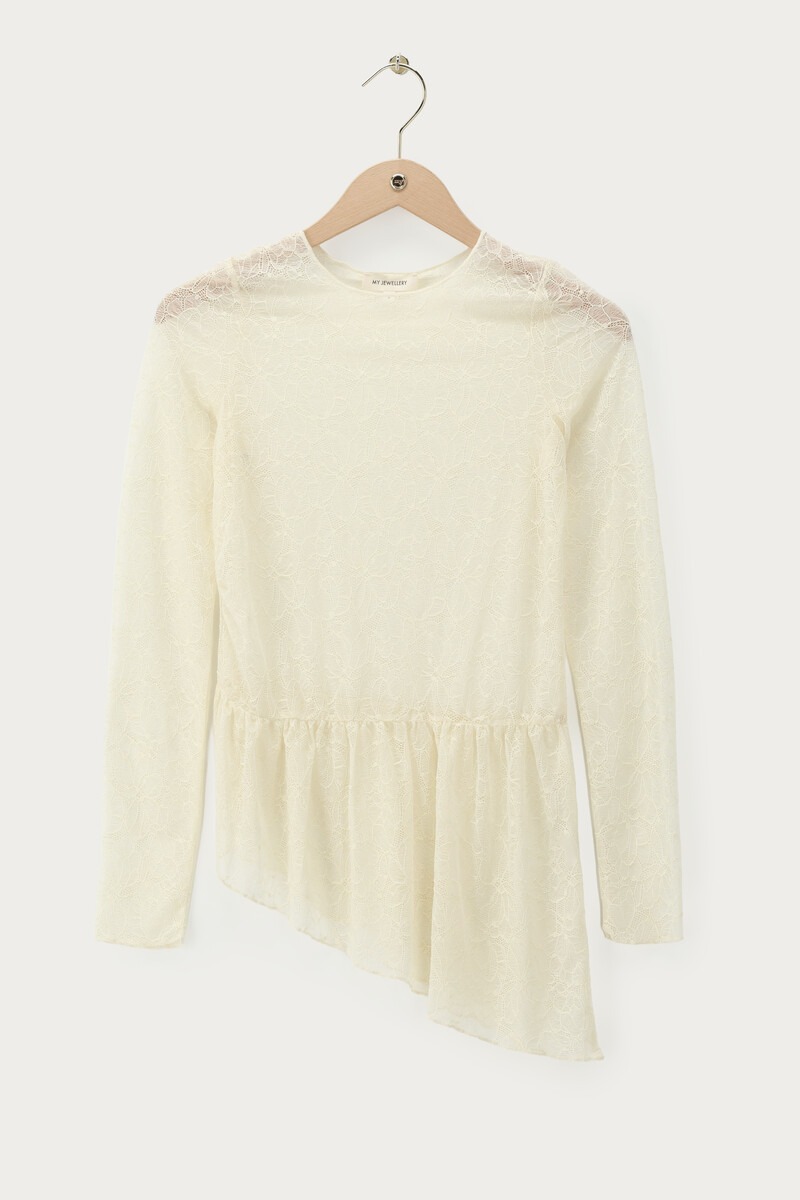White lace top with asymmetric peplum | My Jewellery