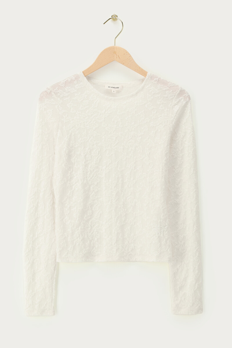 White lace top with round neckline | My Jewellery