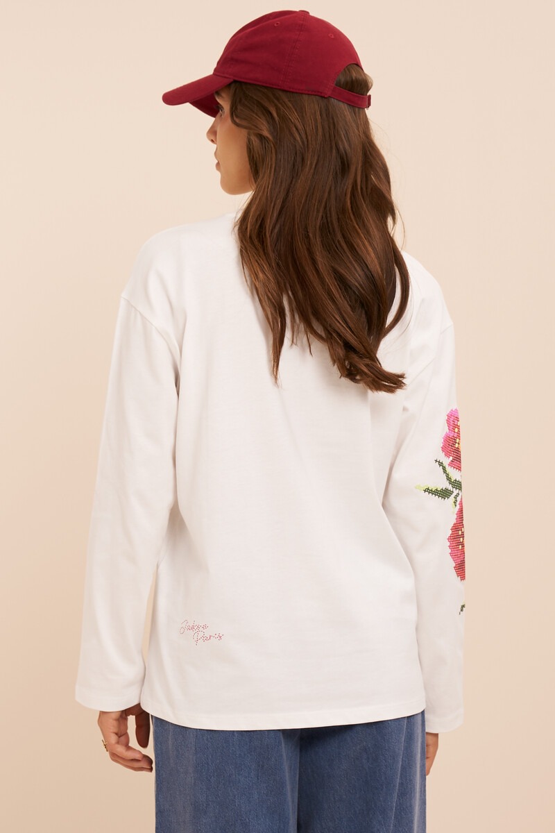 White long-sleeve with flowers 'Bonjour Paris' | My Jewellery