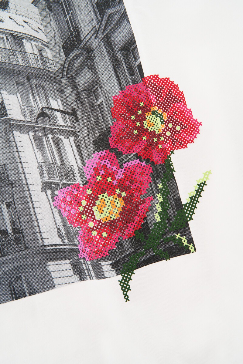 White long-sleeve with flowers 'Bonjour Paris' | My Jewellery
