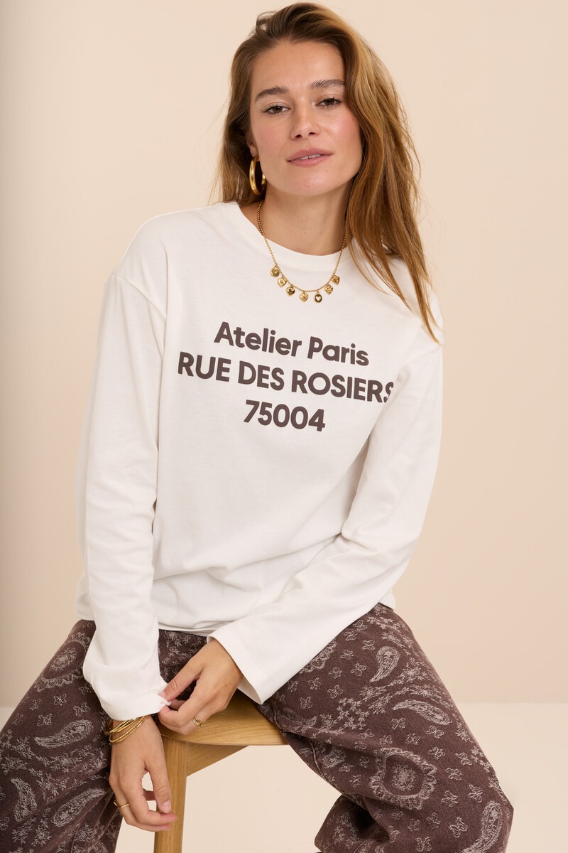 White long-sleeve with print 'Atelier Paris' | My Jewellery