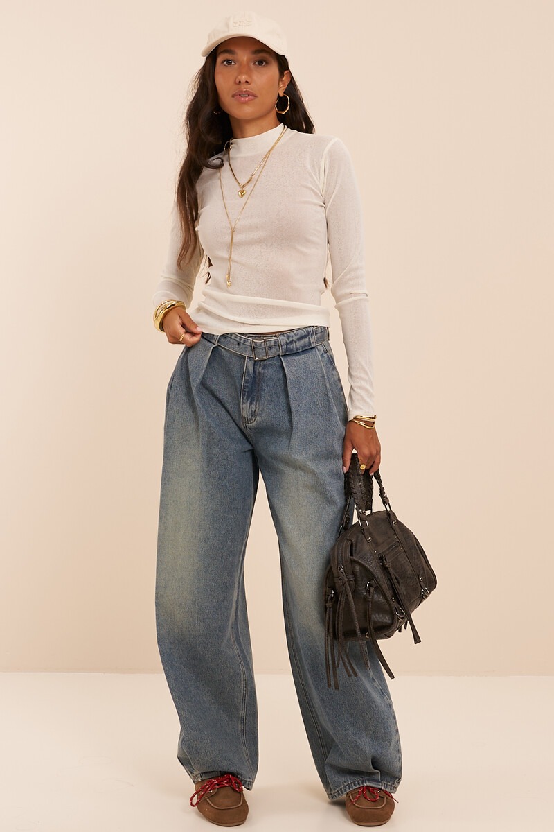White mesh top with turtleneck | My Jewellery