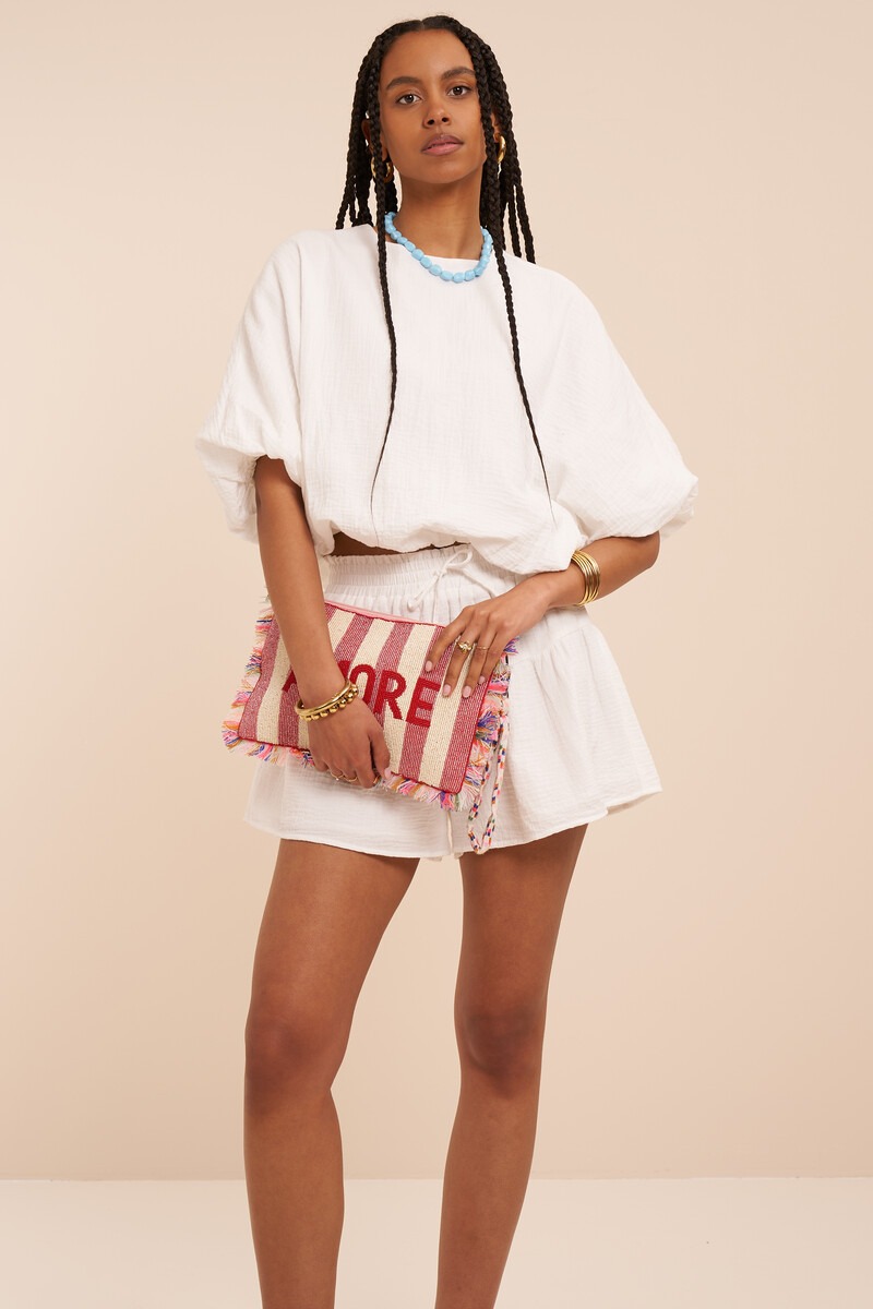 White muslin shorts with ruffles | My Jewellery