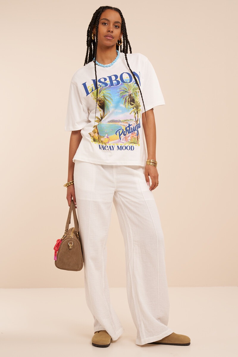 White muslin wide leg trousers with pintuck | My Jewellery