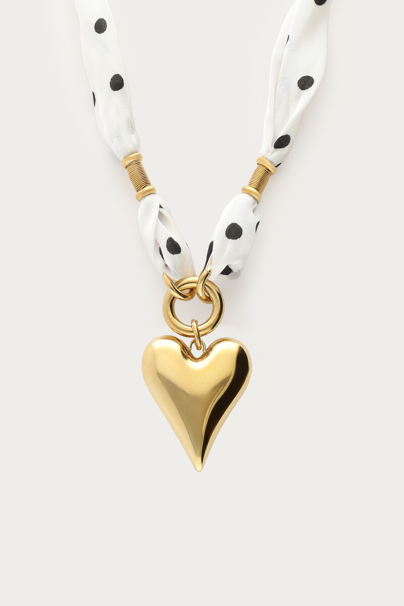 White necklace with black polka dot and heart | My Jewellery